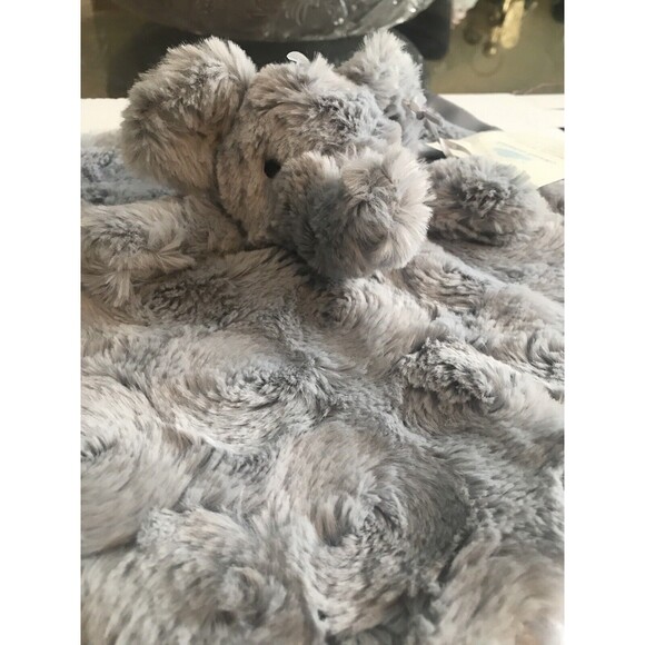 Cloud Island Elephant Lovey Blanket Gray Security Satin Edge‎ & Back 14”x14” - Picture 1 of 8